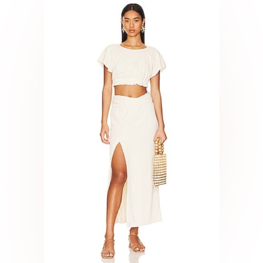 Free People Cream Two-Piece Midi Skirt Set